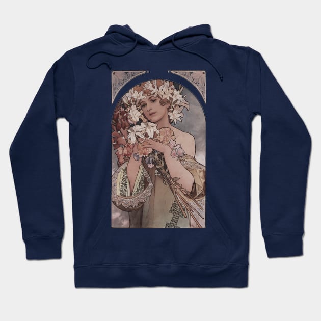 Flowers by A. Mucha Hoodie by Artimaeus